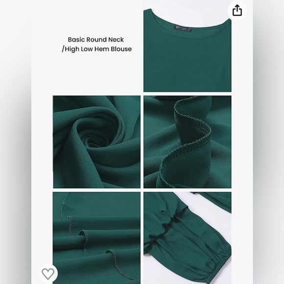 PRETTYGARDEN Womens Lantern Long Sleeve Asymmetrical Irregular Hem Blouse Shirt - Picture 6 of 7